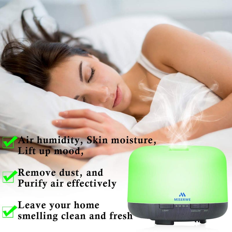 Miserwe Diffuser 500ML Essential Oil Diffuser with Adjustable Mist Mode and 4 Timer Setting Diffuser for Essential Oils Waterless Auto Shut-Off for Home Office Yoga Spa - Image 4